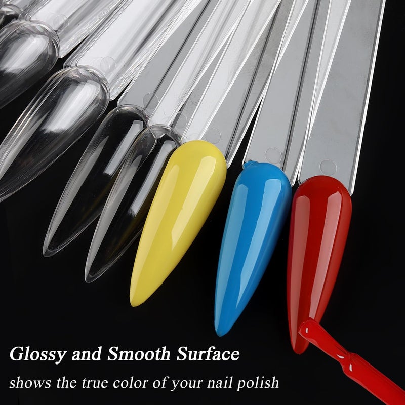 furtherpretty Clear Nail Swatch Sticks with Number Stickers, 50 Pcs Stiletto Nail Sample Swatches for Gel Polish Color Display Practice Nails muestrario de colores para uñas Manicure Supplies - Image 3